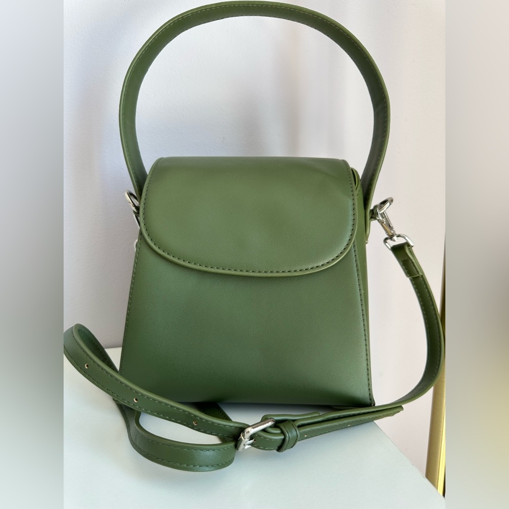 Avocado green handbag / crossbody small bag leather - Picture 2 of 5